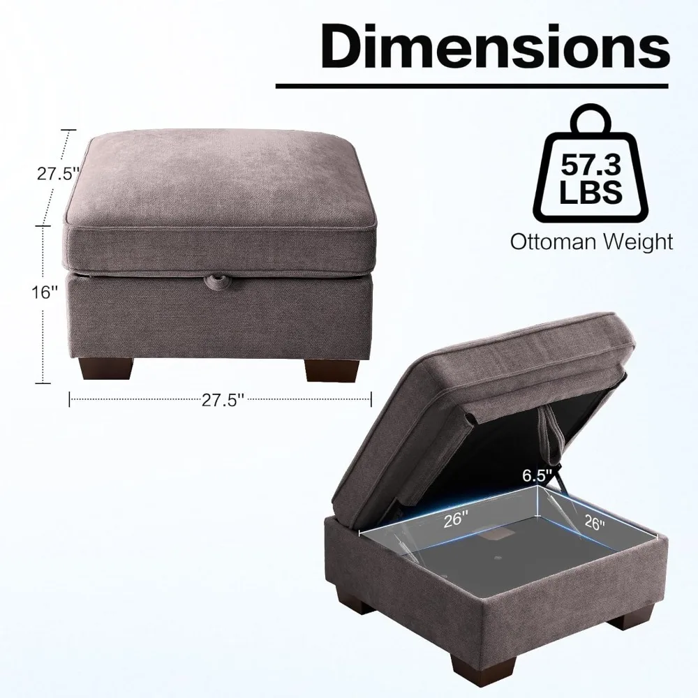 Pufa do przechowywania, kwadratowy podnóżek z wyściełanym siedziskiem, stołek schodkowy z tkaniny szenilowej do sofy, sypialni, salonu, wygodny i uniwersalny.