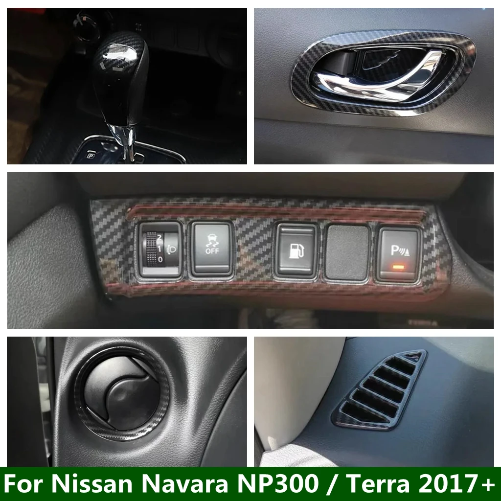

Steering Wheel Gear Shift Head Knob Inner Door Handle Cover Trim Frame For Nissan Navara NP300 / Terra 2017 - 2021 Accessories
