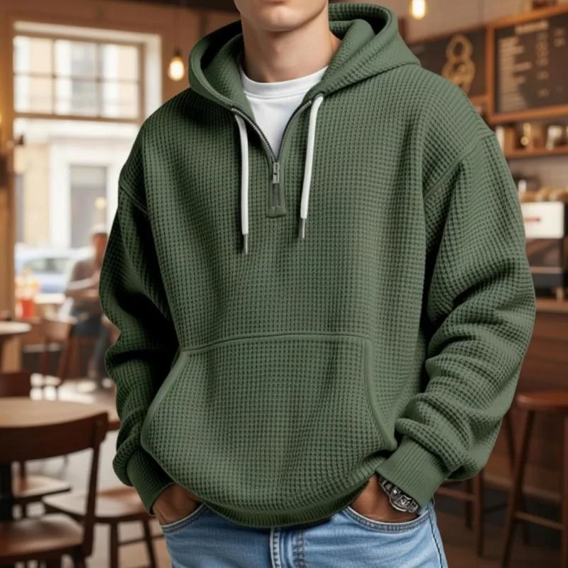 

Men's Half Zip Hoodie Comfortable Cotton Sweatshirt Zipper Closure Hooded Casual Streetwear Spring Summer Autumn Fashionable