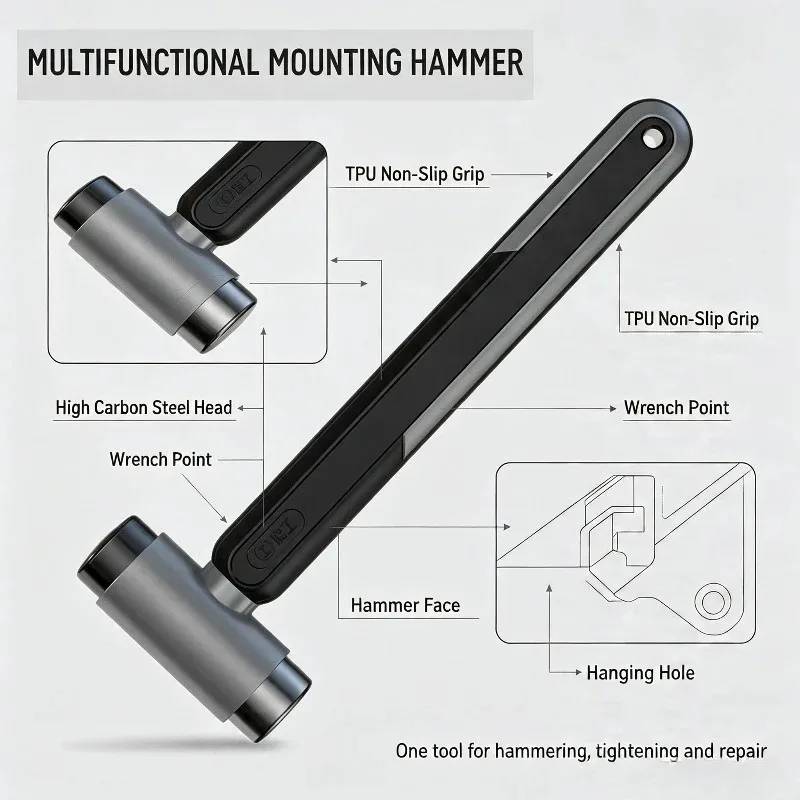 Greener High Carbon Steel Installation Hammer Wrench Pointed-nose Pliers Tape Measure Household Carpenter Repair Tool New