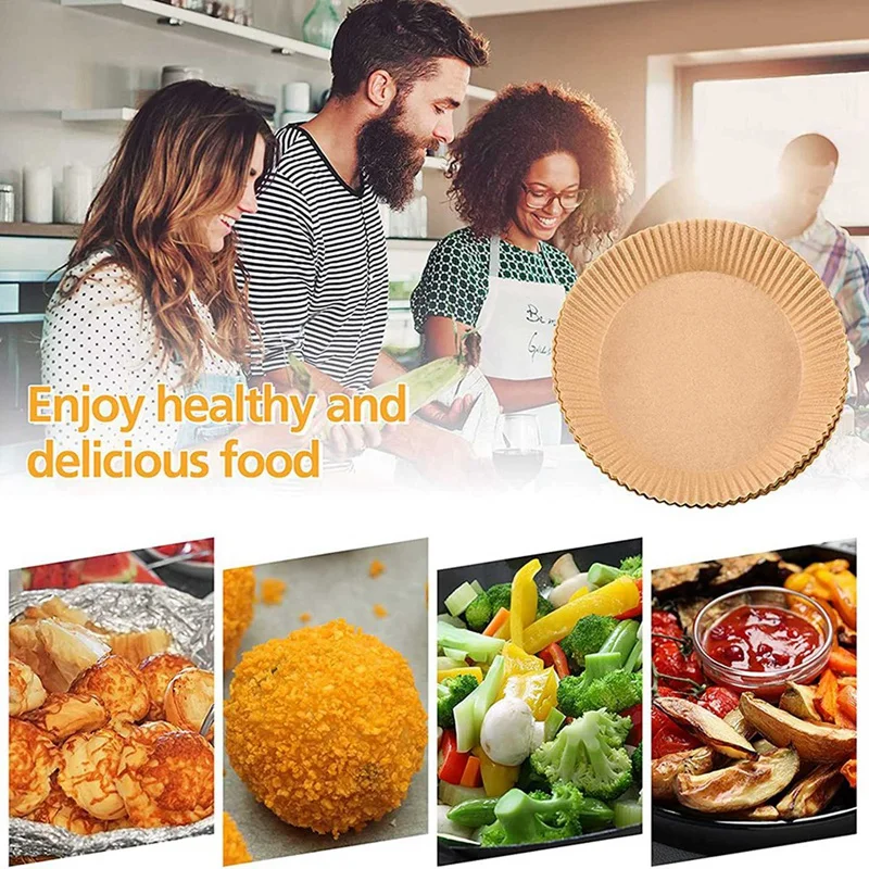 500Pcs Air Fryer Parchment Paper Liners Non-Stick Disposable Air Fryer Liners Basket Unperforated Round Parchment Paper