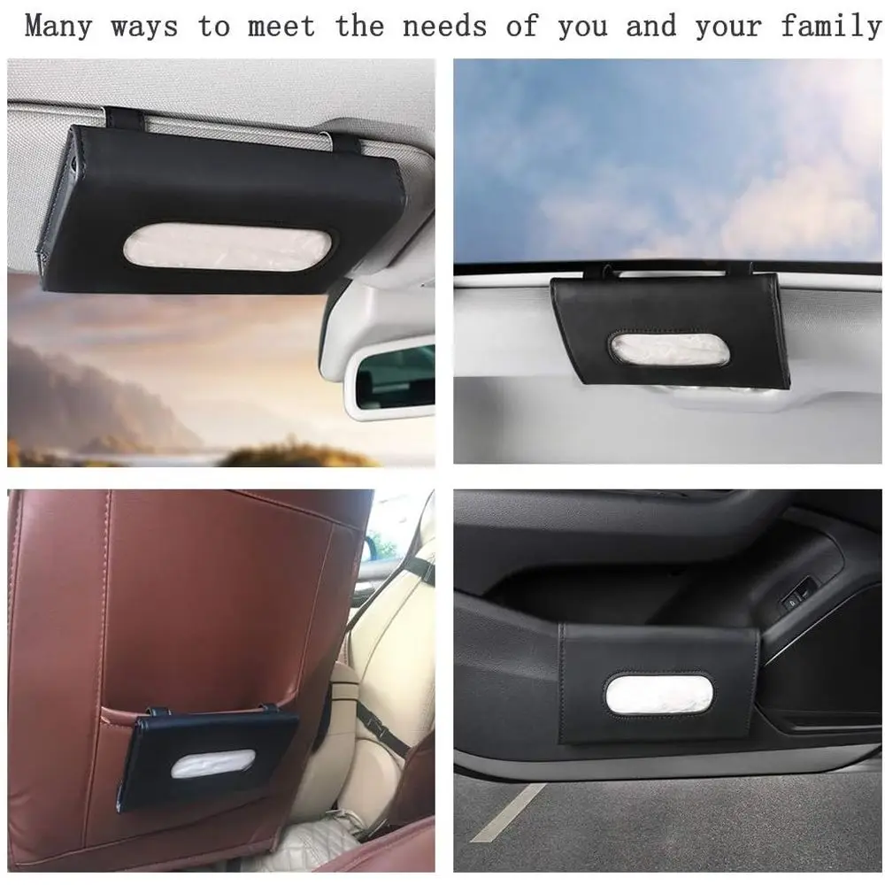 Car Visor Tissue Holder, Sun Visor Napkin Holder Backseat Tissue Case, Premium Car Tissue Box for Vehicle (Black)