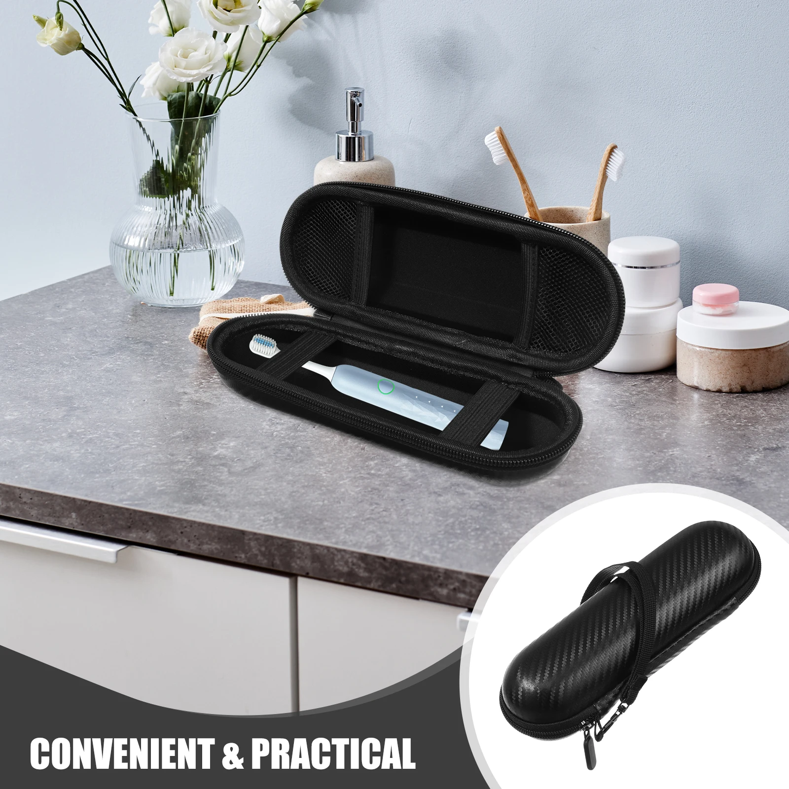 

EVA Toothbrush Storage Bag Portable Case for Travel Electric Holder Black Straw Mat Waterproof Dustproof Box