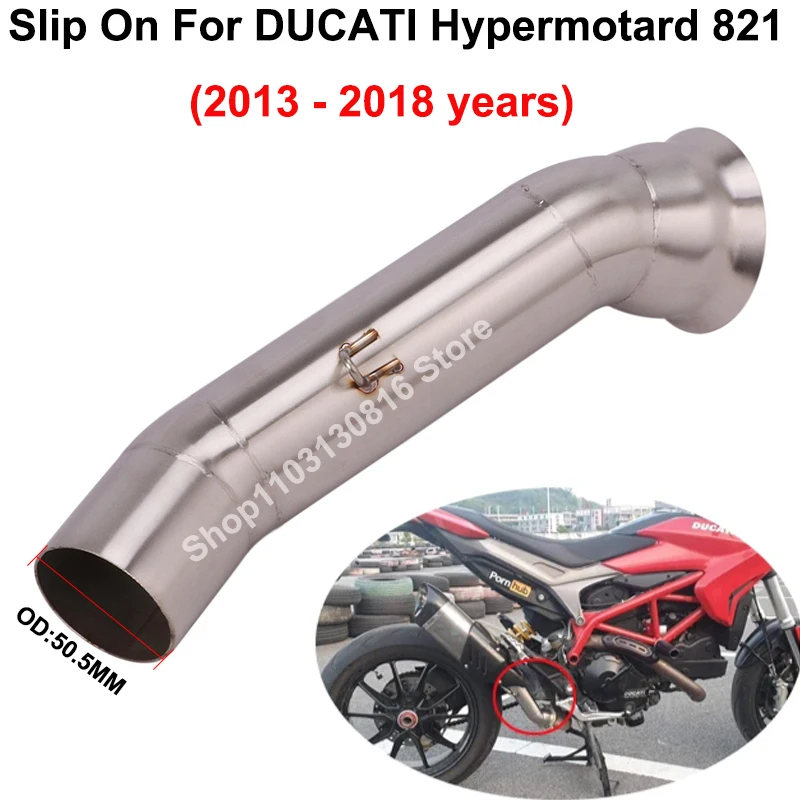 الانزلاق على ل دوكاتي Hypermotard 821 2013 - 2018 دراجة نارية العادم الهروب اتصال الفولاذ الأوسط وصلة الأنابيب 51 مللي متر الخمار #1