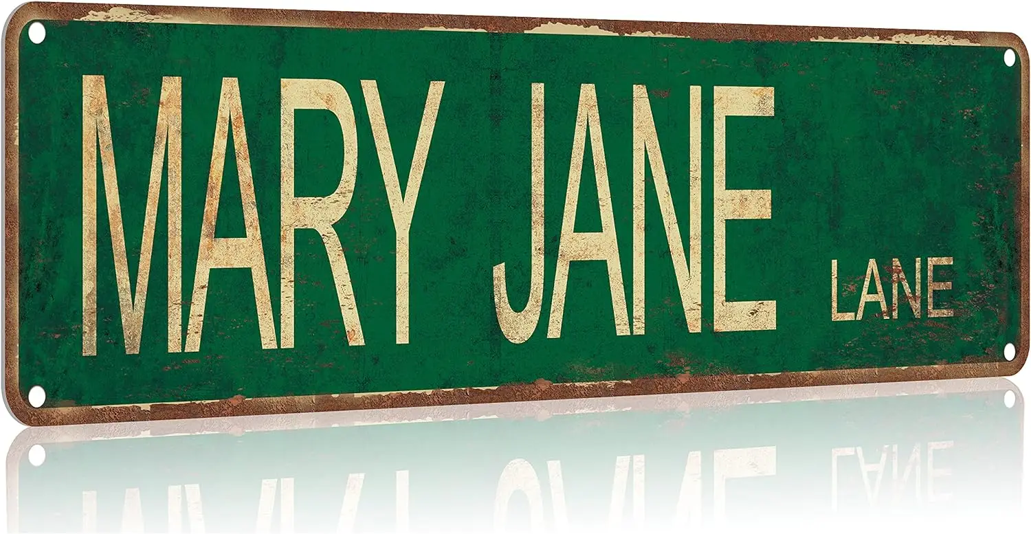 Mary Jane Lane Street Sign 4x16 inch Vintage Rustic Retro Wall Decor Funny Metal Tin Sign