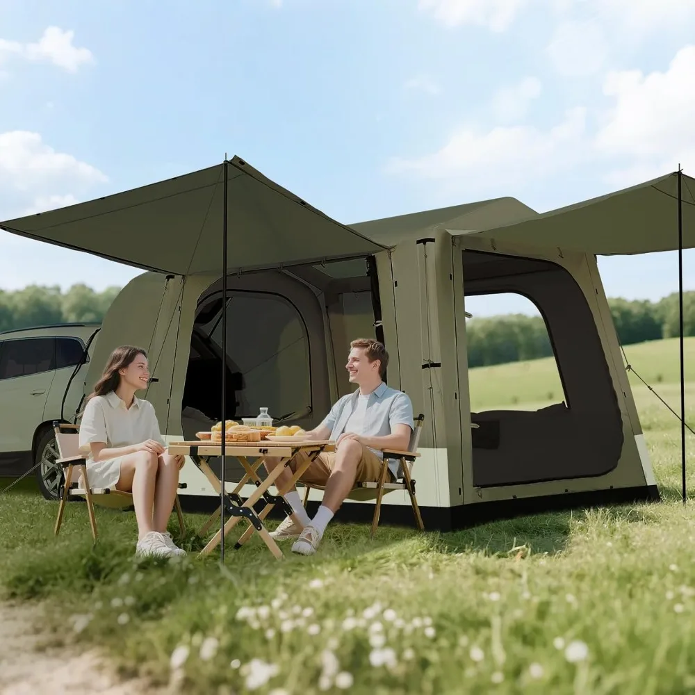 

4/6/8 Person SUV Tent, Easy Setup & Spacious SUV Tailgate Tent with Large Mesh Windoors, Rainfly & Awning, Perfect for Family