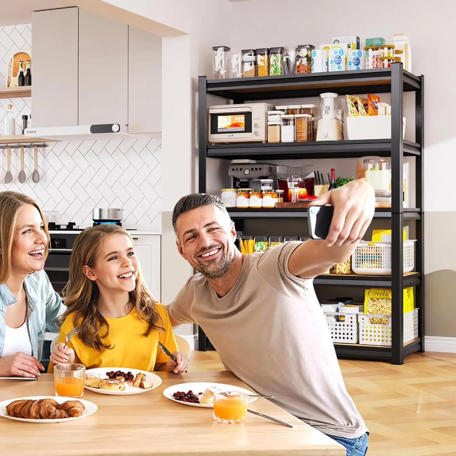 2-Piece Set 78''H*46''W Storage Shelves,3000LBS Garage Shelving,Adjustable Garage Shelves,Heavy Duty Metal, Customized