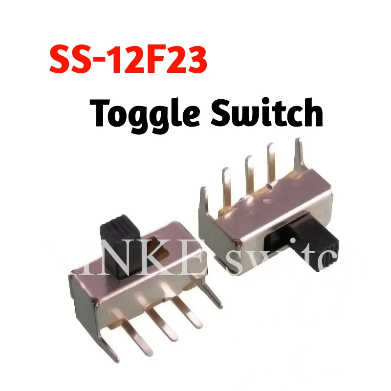 20pcs SS12F23 Toggle switch horizontal SS-12F23 4MM five-foot toggle switch 1P2T SPDT Miniature Slide Switch