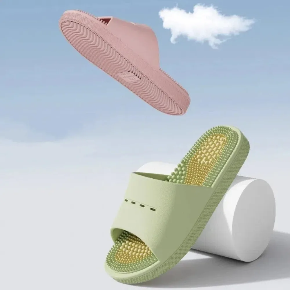 

Мягкие противоскользящие толстые массажные тапочки с открытым носком, пляжная одежда, шлепанцы на платформе, обувь с защитой от запаха, тапочки для женщин и мужчин, ванная комната