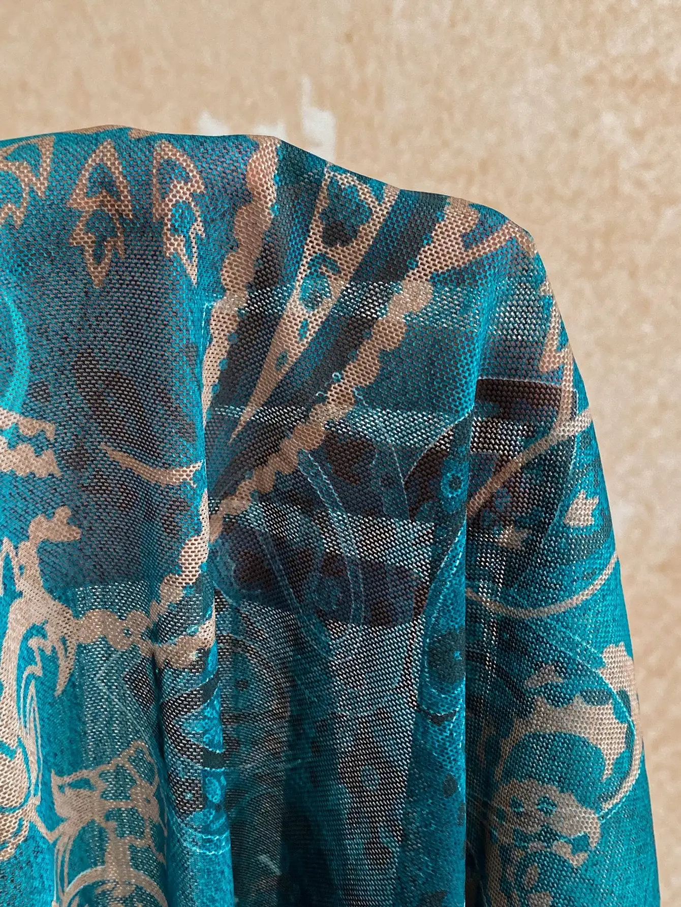 Teal Boho Halter Neck Lace-Up Mini Dress with Paisley Print and Ruffle Hem