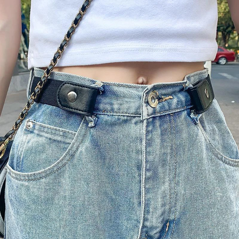 「Buckle-Free Belts Women Men Jean Pants Dress No Buckle Adjustable Stretch Elastic Waist Band Invisible Belt DropShipping」