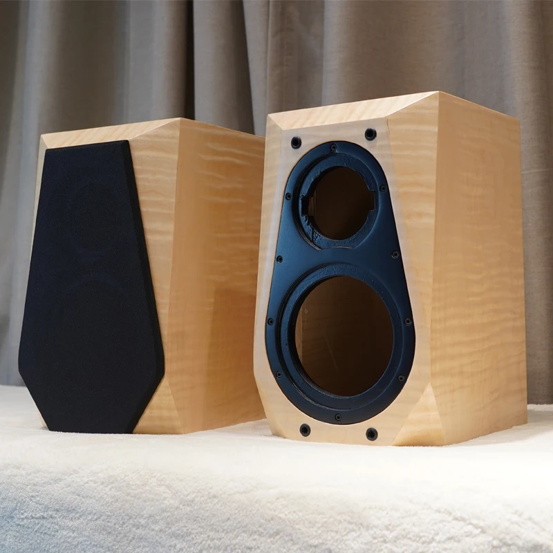 Wooddiy Customize 5 Inch One Pair Empty Speaker Birch Plywood Cabinet Two Way Wood Bookshelf Bevel Acoustic Veneer