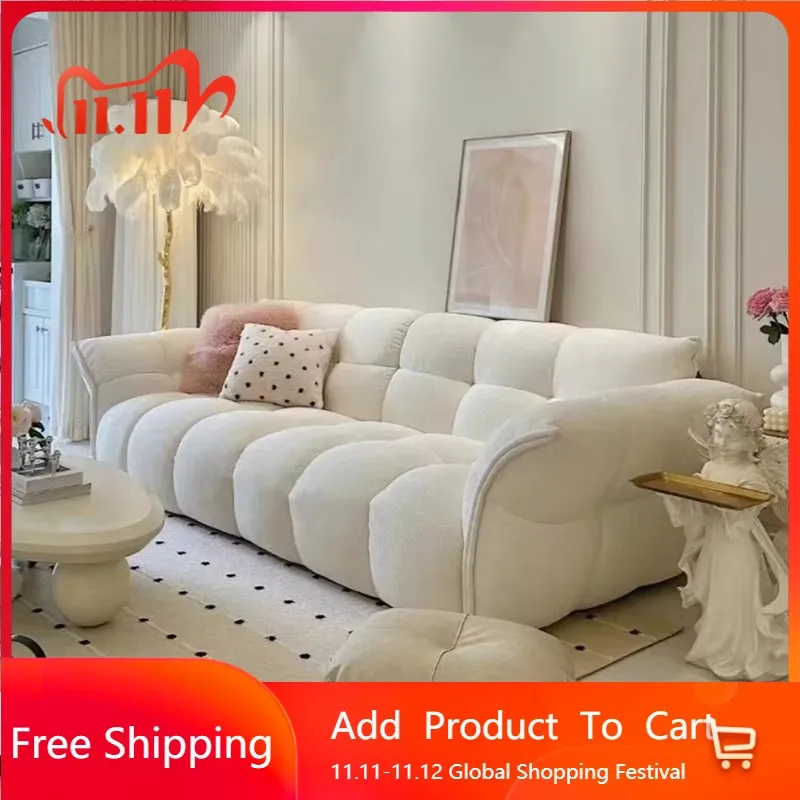

Elegant Simple Sofa Recliner Beige Minimalist Velvet Sleeper Lazy Sofa Fluffy White Designer Princess Muebles Home Furniture