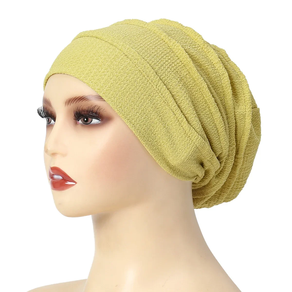 

1PC Elastic Muslim Hijab Turban Beanie Cap Women Soft Solid Color Bonnet Head Wrap Winter Warm High Quality Turban Hat Chemo Cap