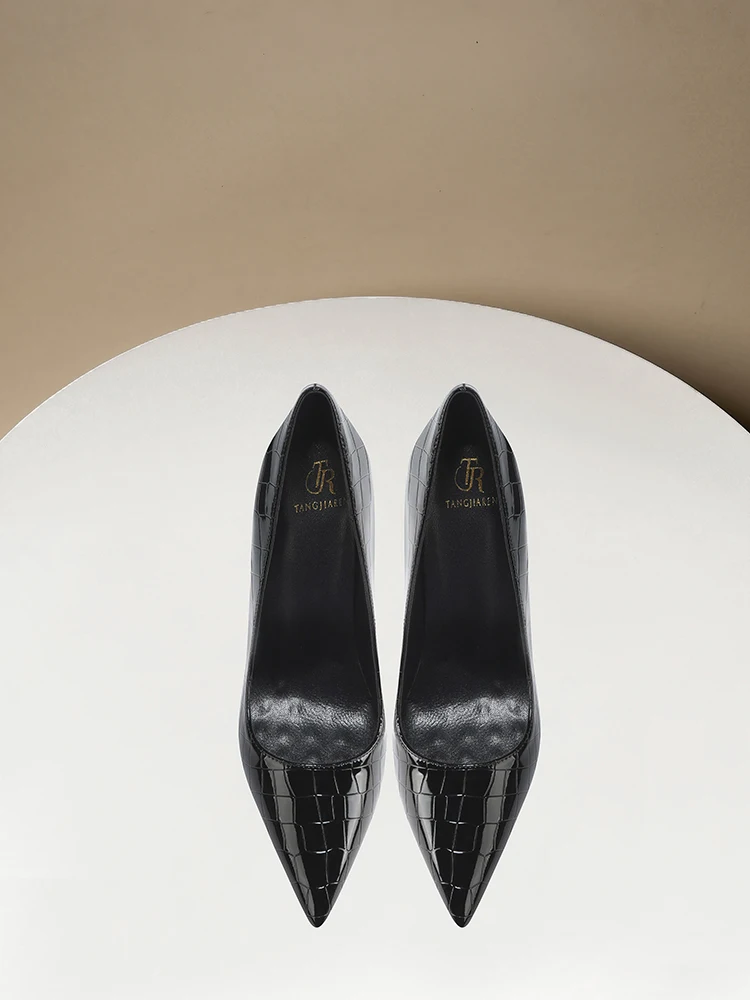 

Crocodile patterned high heels for women, slim heels, 2025 new style, sexy temperament, slim heels, non irritating single shoes