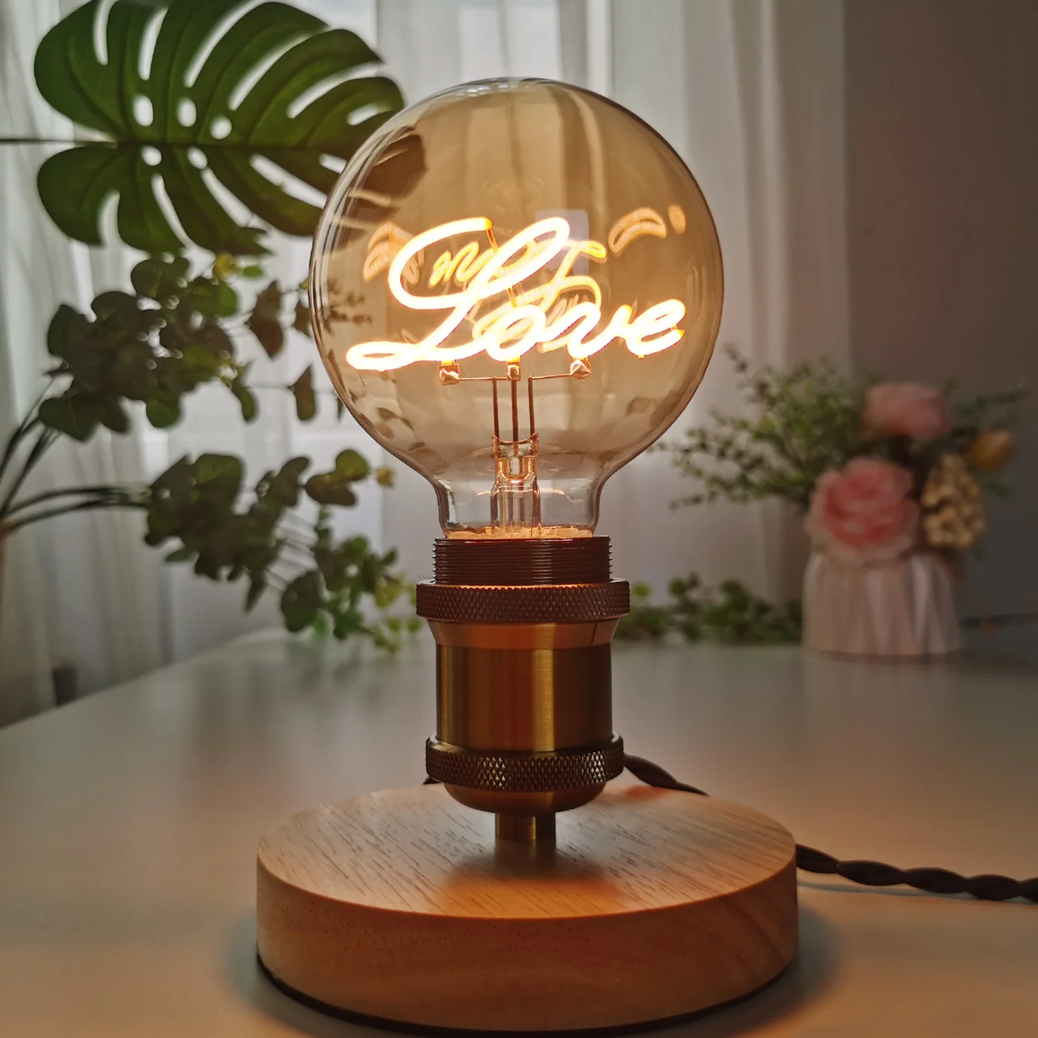 Retro Edison Bulb Dimmable E27 220V 110V 4W G95 Love Letter Light Home Decor LED Filament Bulb