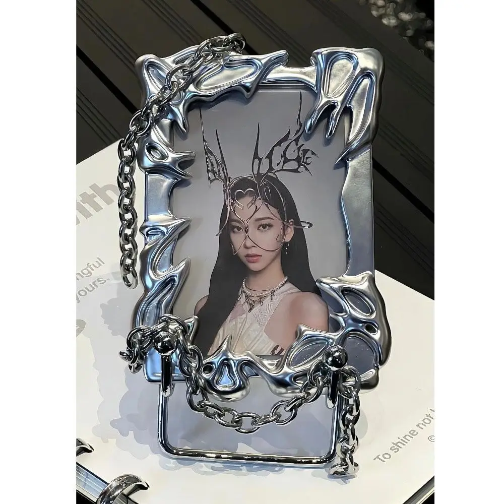 Silver Metallic Style Metal Texture Card Cover Special-shaped Electroplated Shaped Photo Card Holder Creative