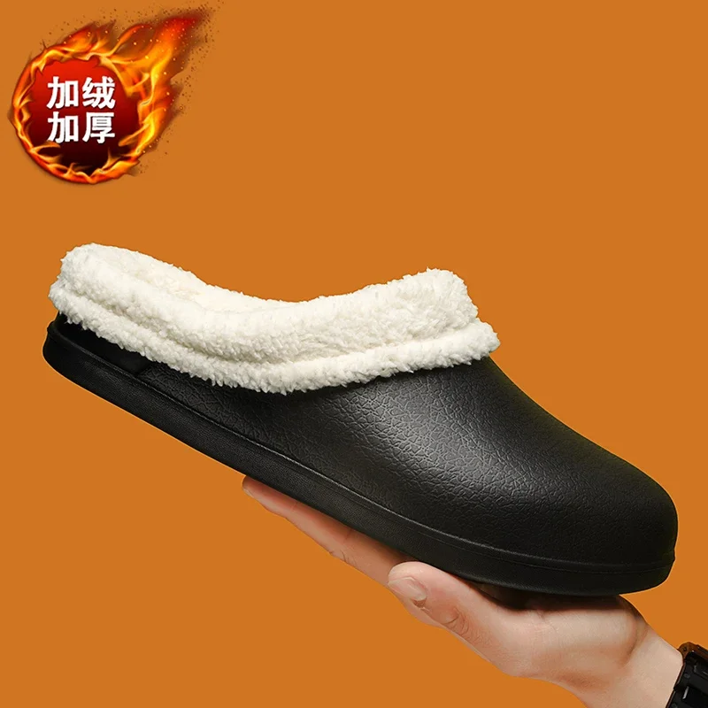 

House Slippers Slippers for Men Soft and Comfortable Waterproof Add Velvet Household Cotton Slippers Shoes for Men Non-Slip
