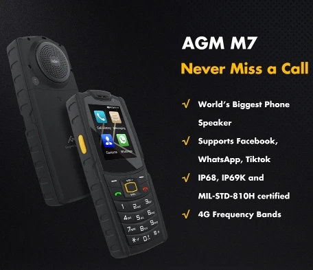 New Agm M7 Cpu Mt6739V 120Hz 2.4-Inch 4G Call Button Triple-Defense Mobile Phone 2G Ram 16G Rom Long Standby Time