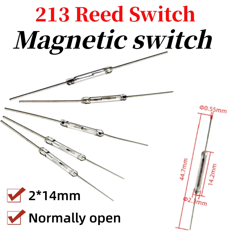 10-100Pcs N/O Reed Switch Magnetic Switch 2X14MM Vibration-resistance Normally Open Magnetic Induction Switch for Arduino DIY