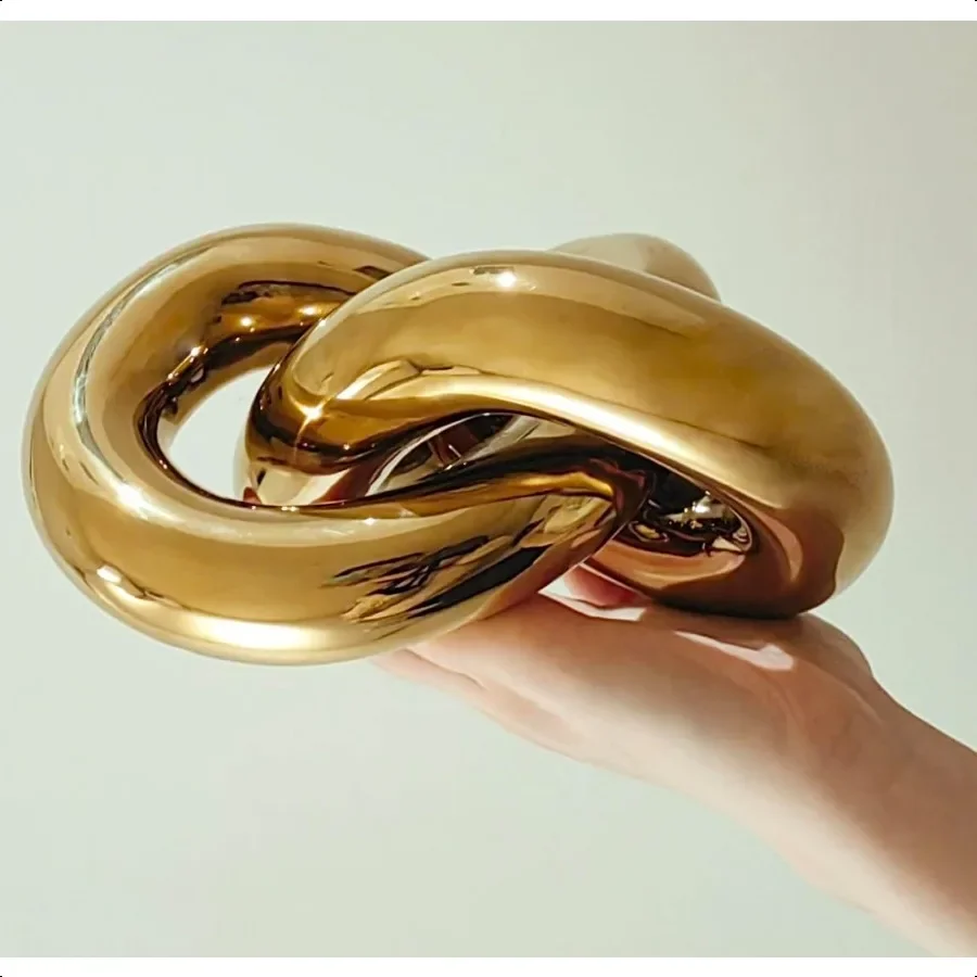 

Ceramic Gold Knot Statue Decor Gold Coffee Table Decor MultiAngle Abstract Geometric Sculpture Ornament Modern Home Decor Accen