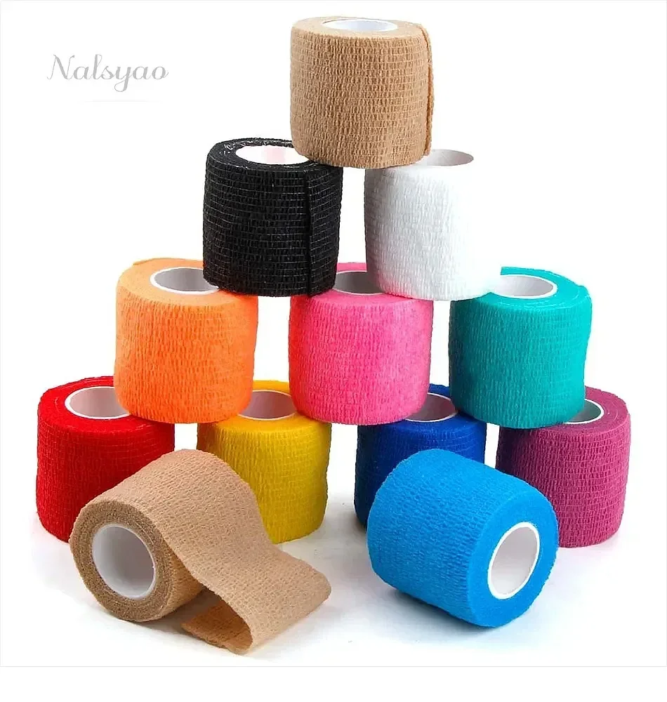 Wholesale 6/24/48Pcs Disposable Tattoo Grip Tape Self-Adhesive Elastic Non-Woven Bandage Wrap