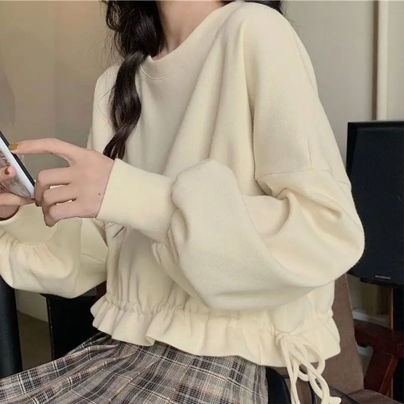 Damen-Sweatshirts, koreanische Kleidung, übergroß, Frühling, schöne Sportbekleidung, Crew Basic, lustig, Multi-Style, niedlich, Rundhalsausschnitt, grafisch