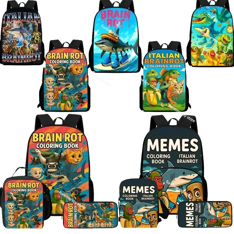 

Cute Italian Brainrot AI Animals Backpack 1/3pcsTung Tung Tung Sahur Schoolbag Pencil Case Messenger Bag Back To School Gifts