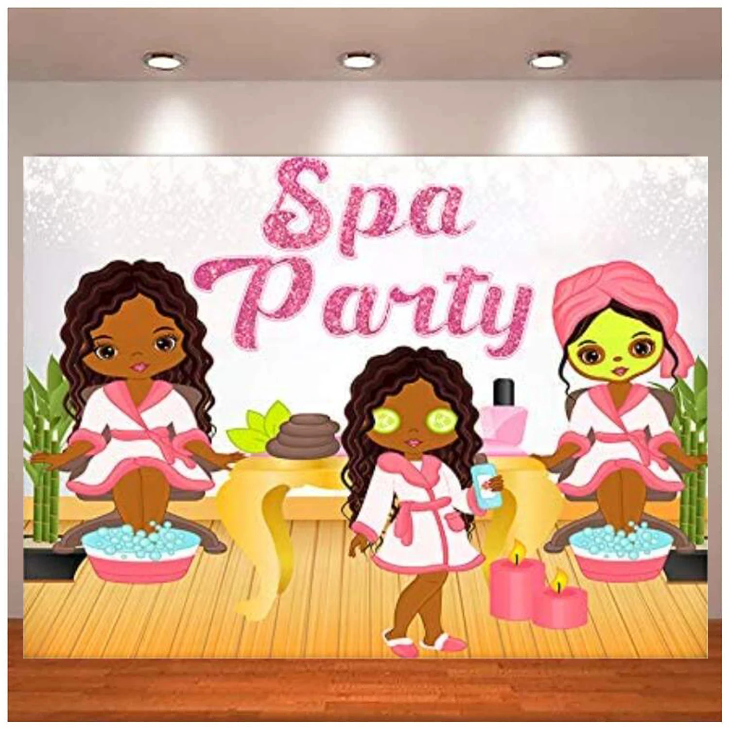 Spa Party Photography Backdrops Girls Fashion Salon Slumber Pamper Party Spa Day Photo Background Wall Paper Room Mural Props