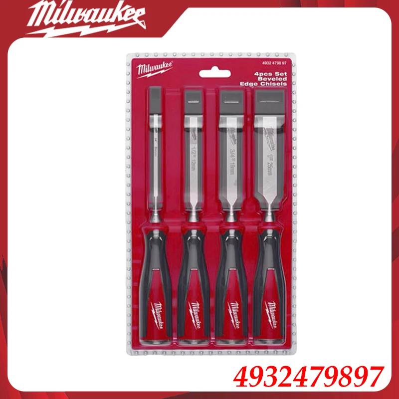

Milwaukee 4932479897 4pcs Wood Chisel Set, Ergonomic Non-Slip Handle for Carpentry & Woodworking