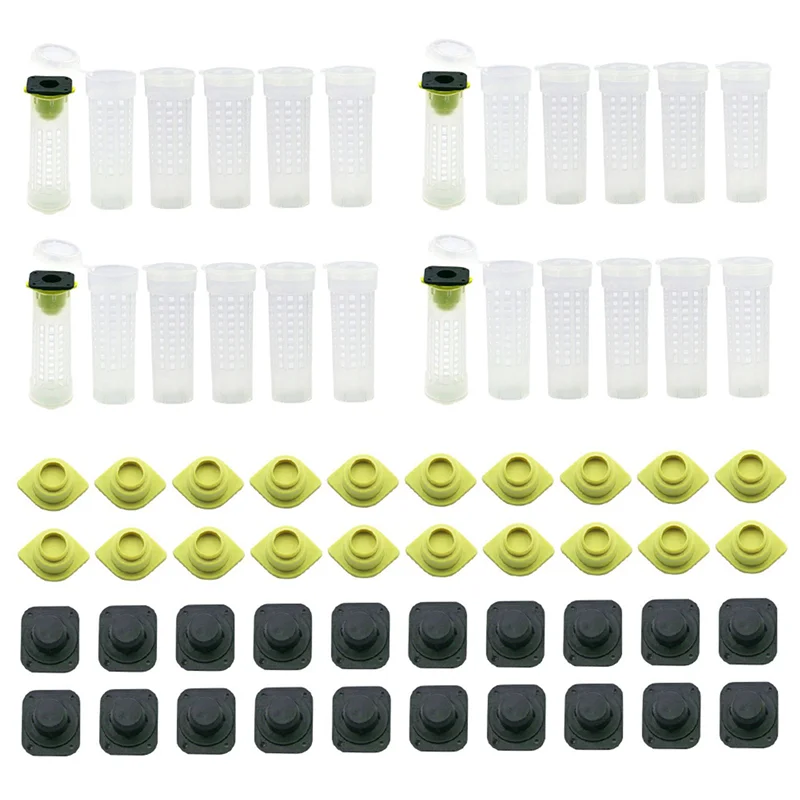 

ABAE-100 PCS Queen Bee Roller Cage - Plastic Beekeeping Queen Cup Kit Queen Bee Roller Cage Back Cup Holder Beekeeping Tools
