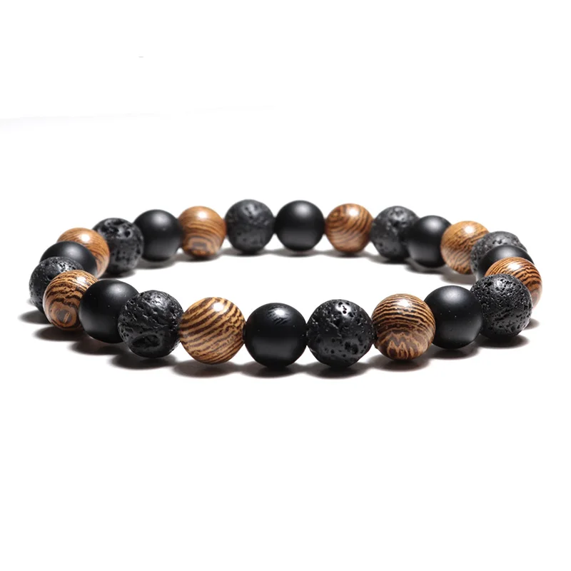 Fashion Handmade Natual Stone Beads Buddha Bracelet Charm Tiger Eye/ Wooden/Malachite/Obsidian Braclet For Women Men Yoga Jewely