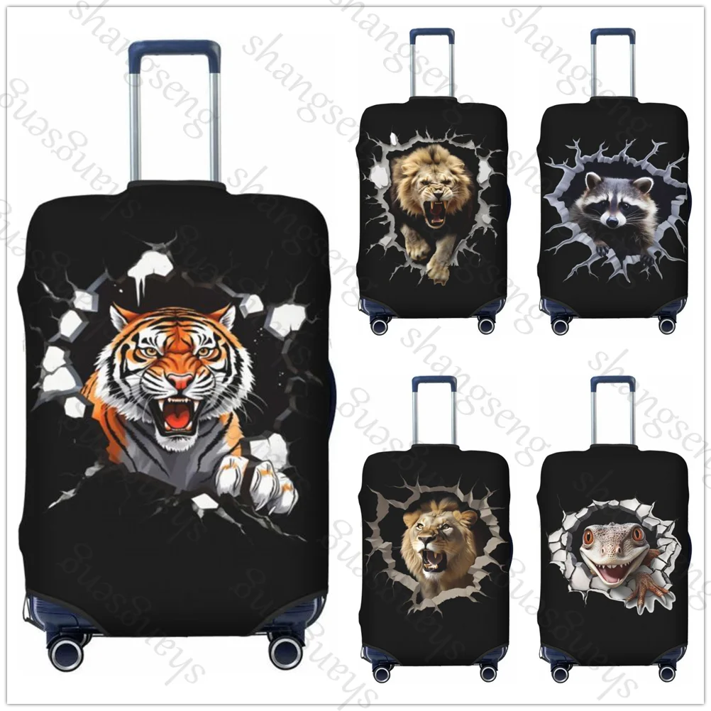 

Tiger Lion horse Animals Fun Cracks Thicken Luggage Cover Elasticity Trolley dust cover Suitcase Protection Cover Suitcase Case