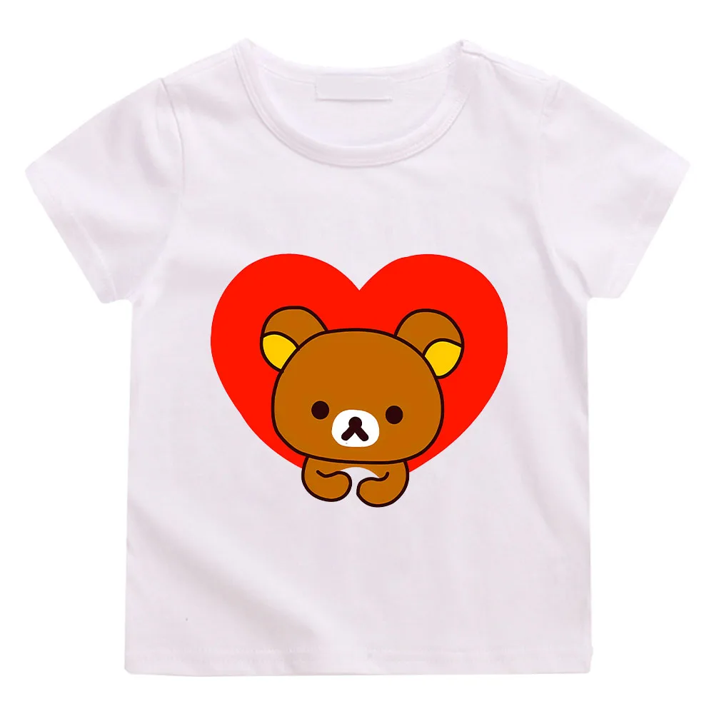 Rilakkuma Cute Kwai TShirt Print Cartoon Casual Summer Children Short-sleeved Anime T-shirt Kids Clothes Boy Game Series TShirt