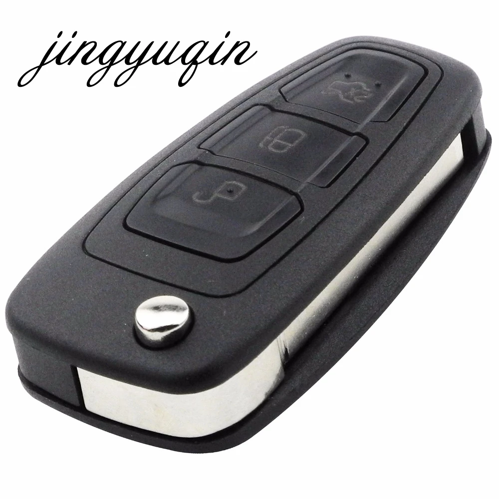 Jingnyuqin 10pcs/lot 3 Buttons Flip key Folding car Remote Key Shell For Ford Focus 3 Fiesta connect mondeo c max HU101 Blade