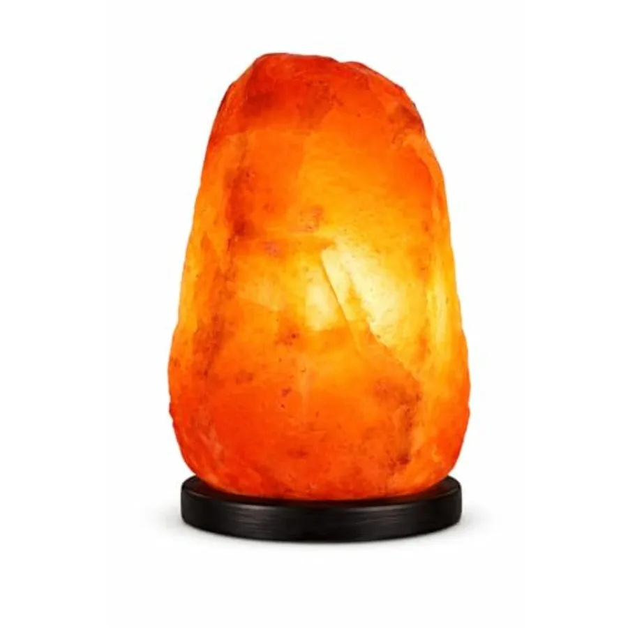 

Himalayan Salt Lamp with Dimmer Switch - Natural Crystal Rock Night Light for Home Decor - Hand Carved Salt Lamp with Wooden Ba