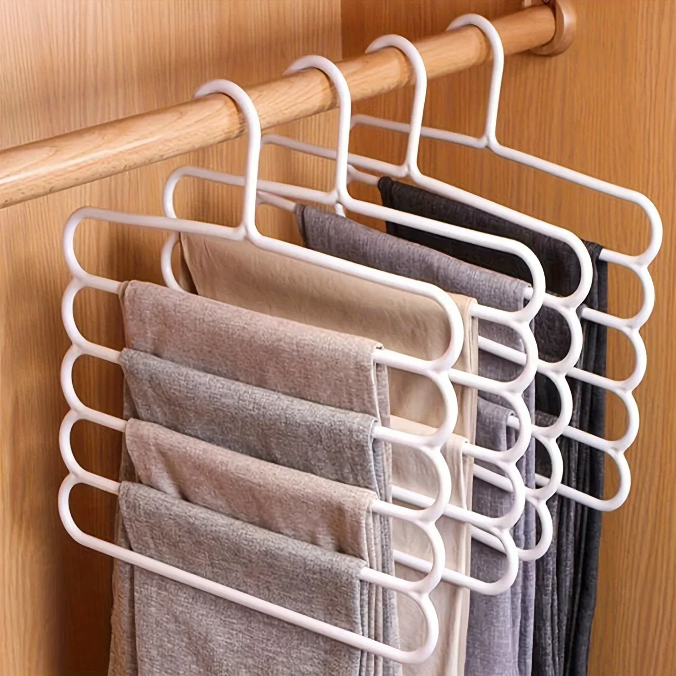 

4 pcs Pants Rack Multifunctional Household Saving Space Multi Layer Trousers Hanger Pants Closet Color Clothes Peg 5 Layers Hook
