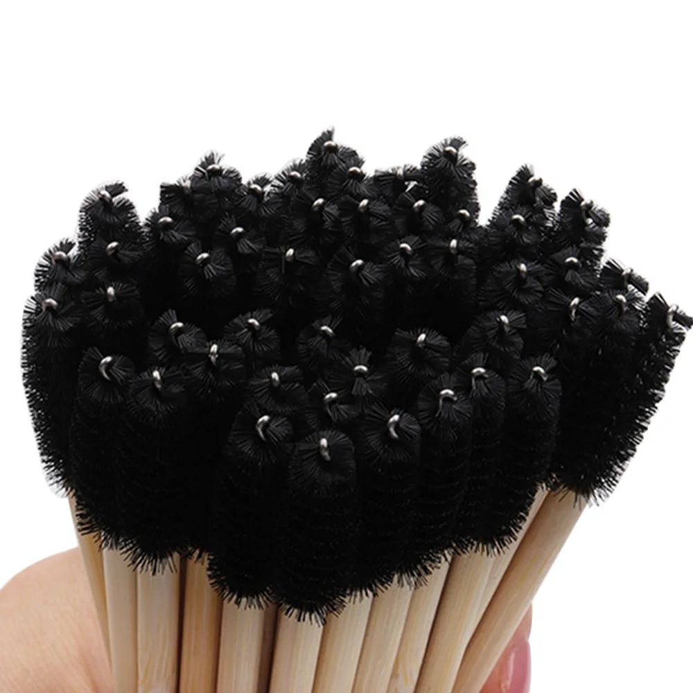 100 pçs alça de bambu escova de cílios descartáveis varinhas de rímel aplicador de extensão de cílios sobrancelha spoolie escovas ferramenta de maquiagem
