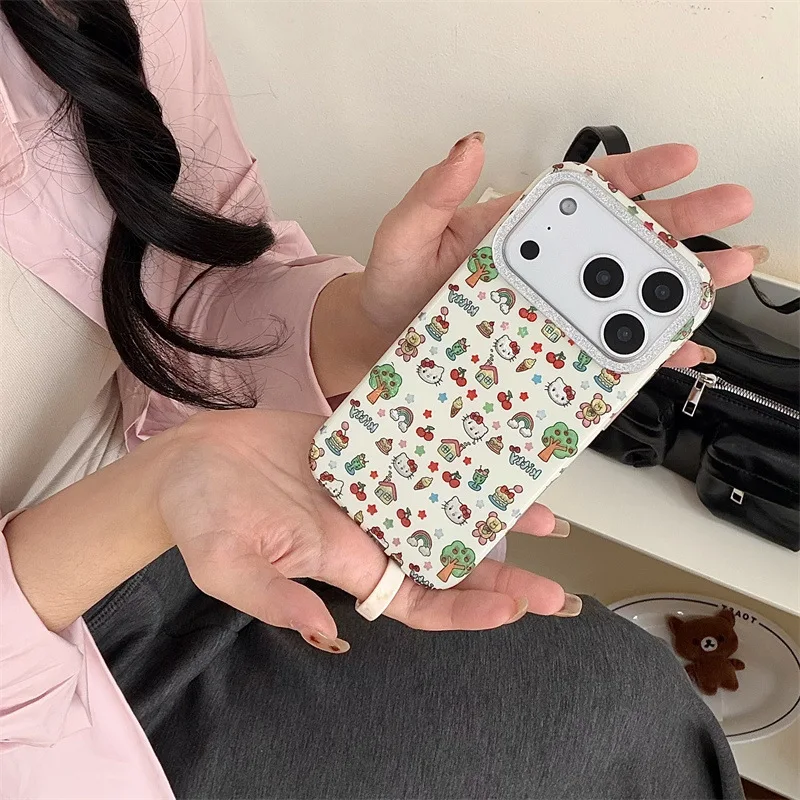 Kawaii HelloKitty جراب هاتف آيفون 17 الهواء 16 برو 16e 15 14 13 12 برو ماكس 11 للصدمات غطاء هاتف سيليكون من البولي يوريثان Fundas #6