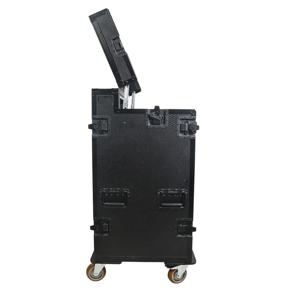 Caja de vuelo de estación de trabajo de estudio de grabación de transmisión AV móvil con parte inferior superior de 4U 12U para transmisión de vídeo