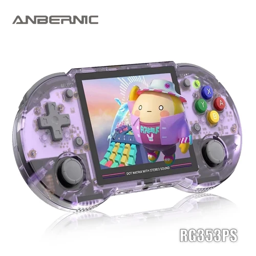 レトロなポータブルゲームコンソール,ANBERNIC-RG353PSインチIPSスクリーン,64ビットゲームプレーヤー,3.5 mAhバッテリー内蔵,3500g,Linux OS rk3566,128