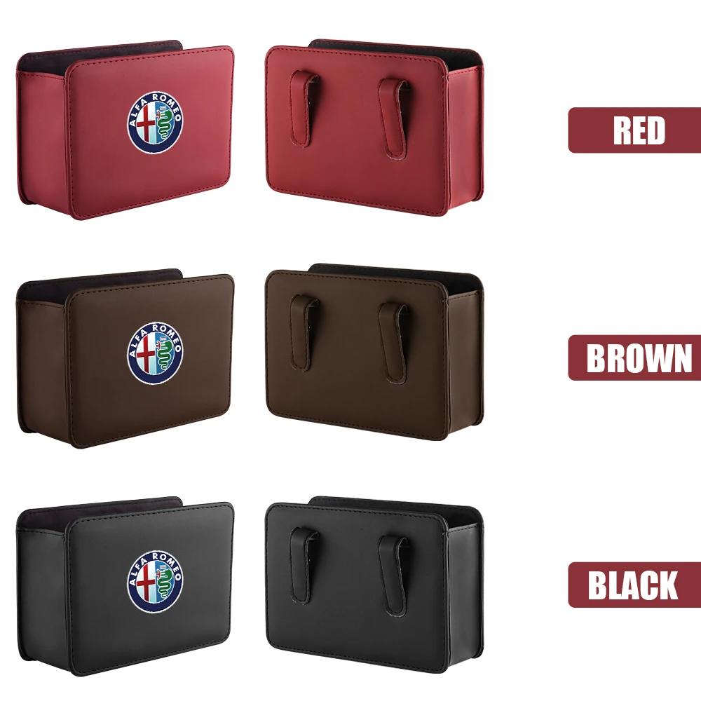 PU Leather Car Door Storage Box Under Seat Back Trash Can Bag Accessories For Alfa Romeo Giulietta GT 159 156 Mito Brera Giulia