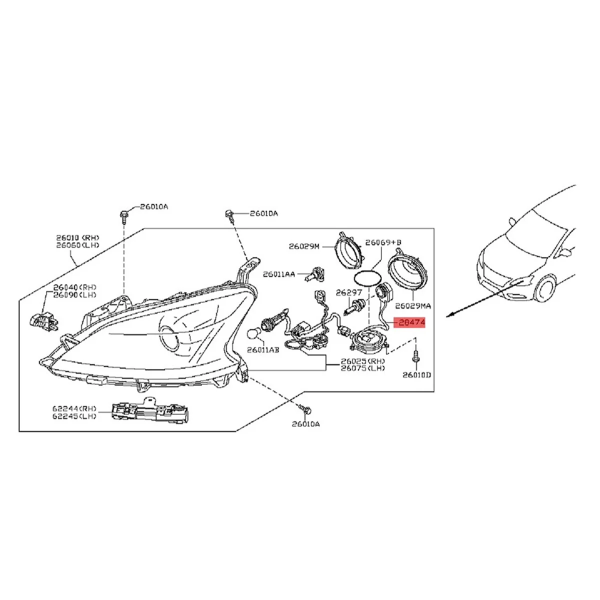 Car Headlight Module LED Xenon Ballast Driver for Nissan TIIDA Navarre SYLPHY 2016-2019 HID Xenon Lamp Control Assembly