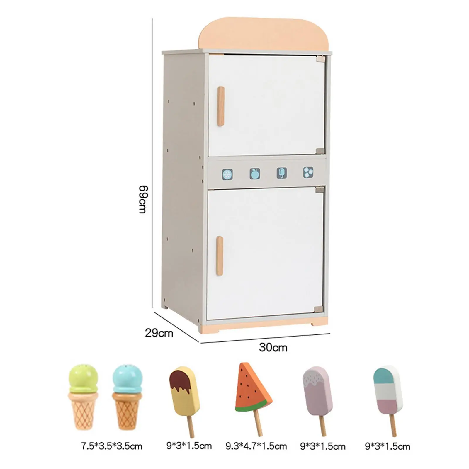 어린이 장난감 역할 놀이 냉장고 Playset 나무 놀이 냉장고 미세 운동 기술 어린이