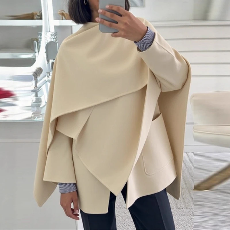 

2025 Warm Lazy Shawl Cape Scarf Split Short Coat Jacket