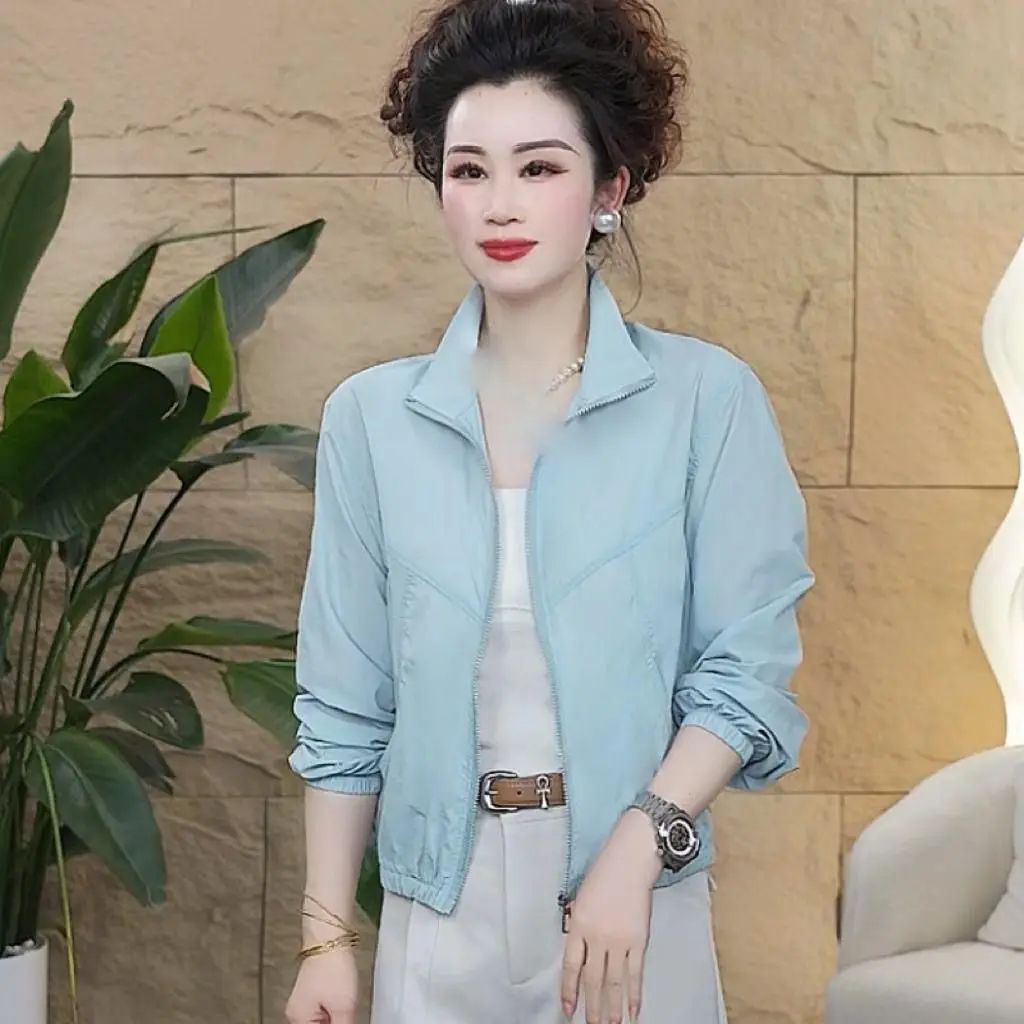 

Sunscreen Coat Tops New Summer Sun Protection Clothing Jacket Women Fashion Collar Outcoat Lady Baseball Uniform Overcoat Female