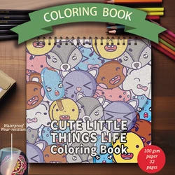 Coloring Book - 7.87 x 7.87 inches 32 pages of cute little things coloring book - ideal gift for family or friends
