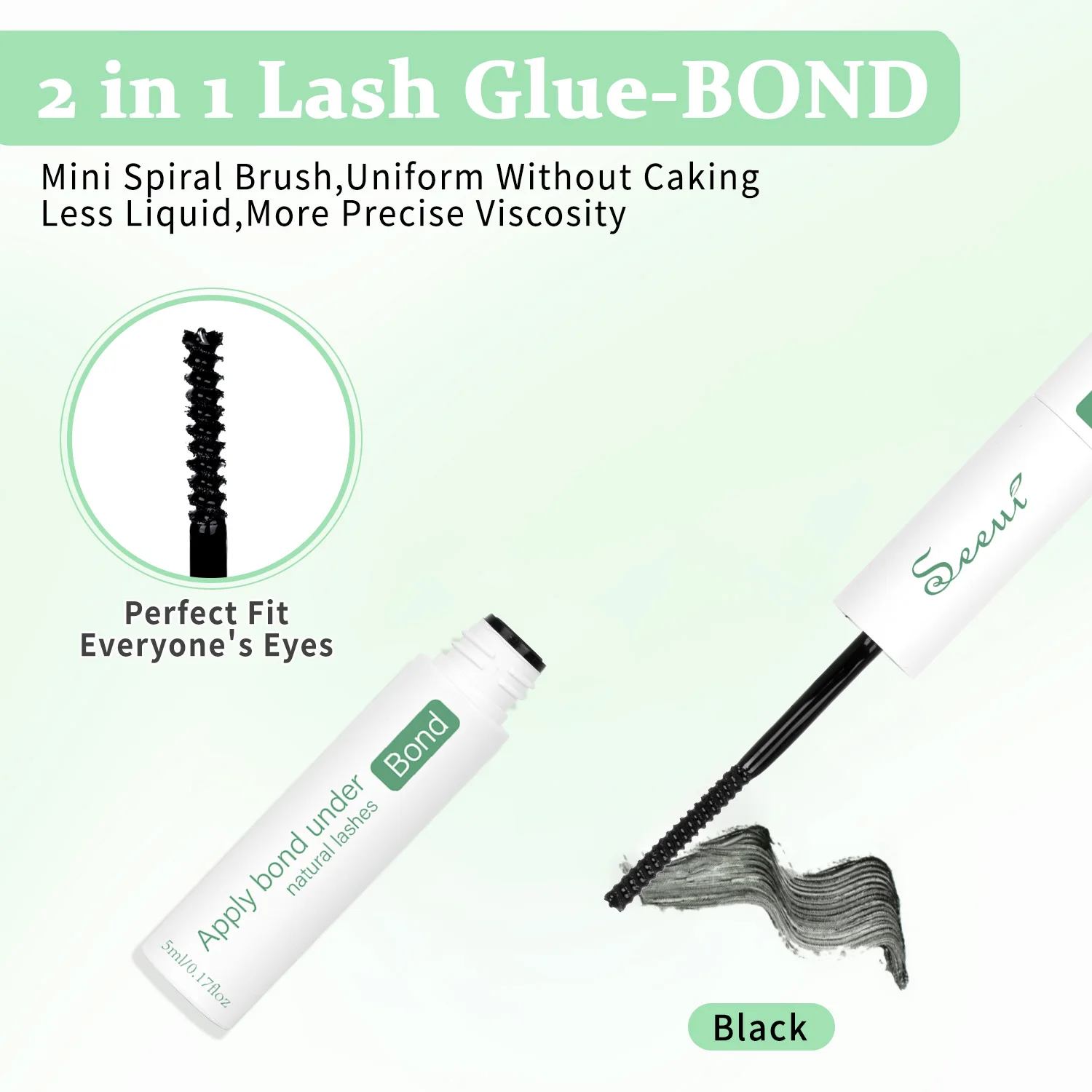 Wimpernkleber 2 in 1: Wimpernkleber und Versiegelung, Schwarzer Wimpernkleber, Wasserfest, Langanhaltend, Schnelltrocknend für den Heimgebrauch – Detail 3