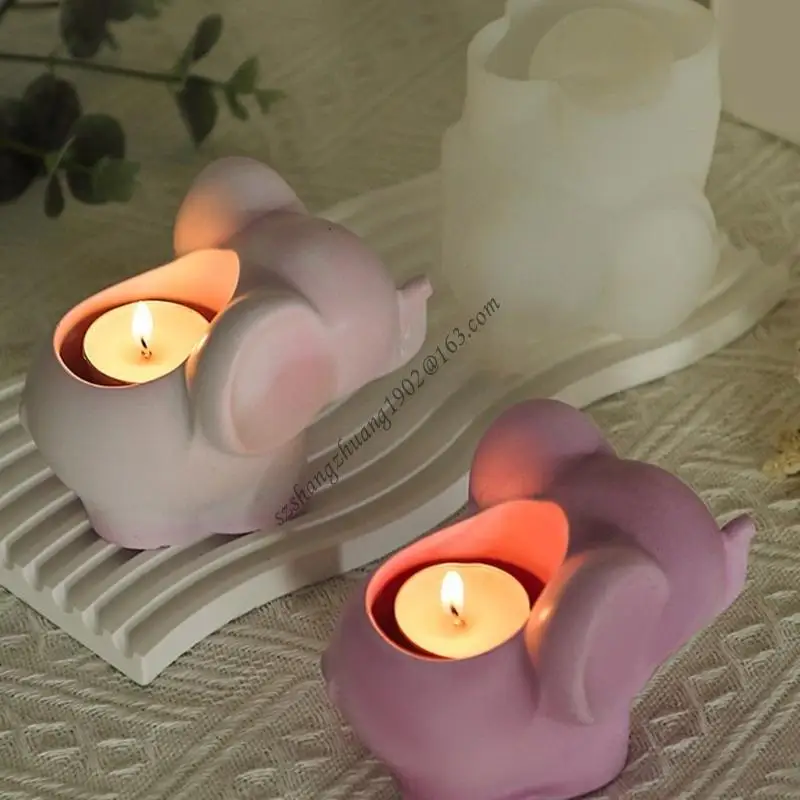 Q6RB Multipose silicone Moule d'éléphant Moules ciment Moules bougies résine Moules