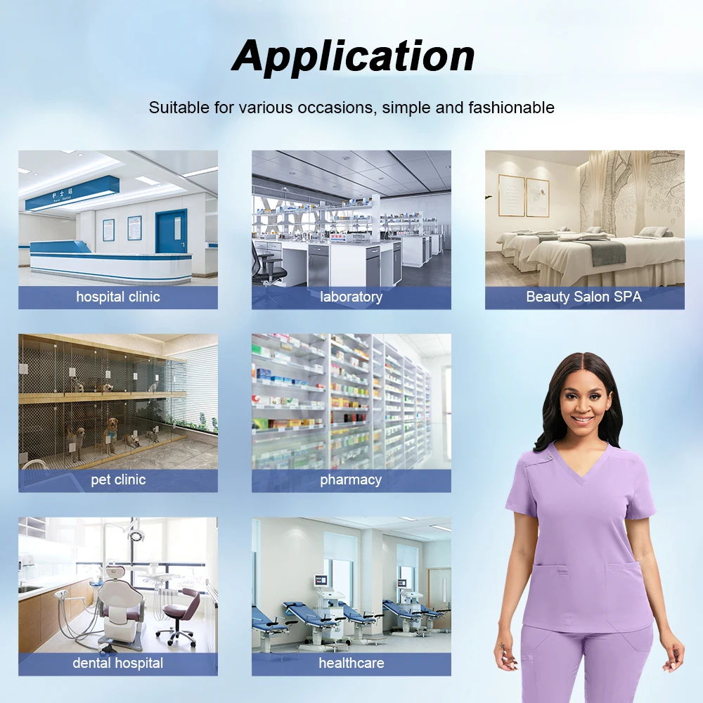 Venda quente calças retas conjunto multi colorido workwear feminino uniforme veterinário pet shop laboratório roupas de trabalho médico enfermeira esfrega conjunto